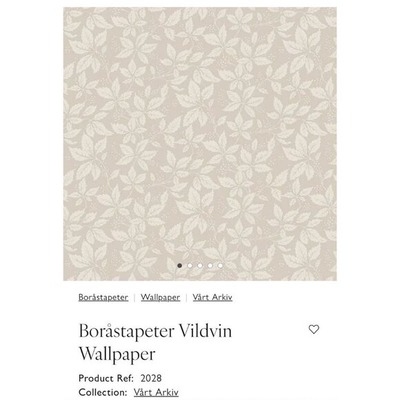 New Boråstapeter Vildvin Wallpaper Roll Stone Beige Leaf Neutral Retail $264 - Picture 5 of 12